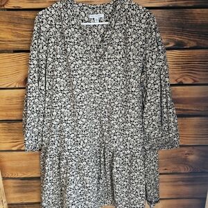 Elegant Black and White Floral Baby Doll Top or dress